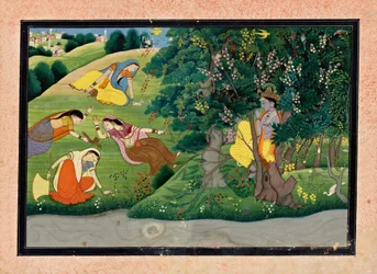 Krishna Fluting to the Milkmaids
